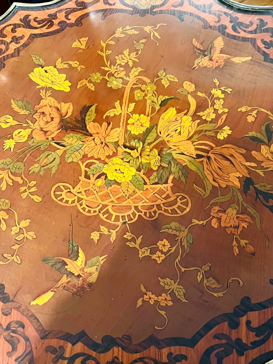 Inlaid Pedestal Table, English, Victorian Period, XIXth.-photo-6