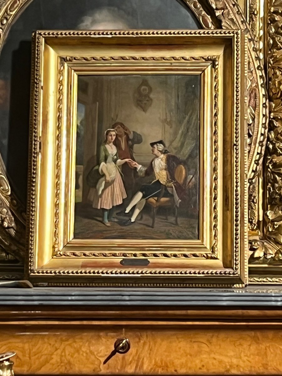 Jules Salles Wagner (1814-1898) Oil On Panel, Gallant Scene-photo-8