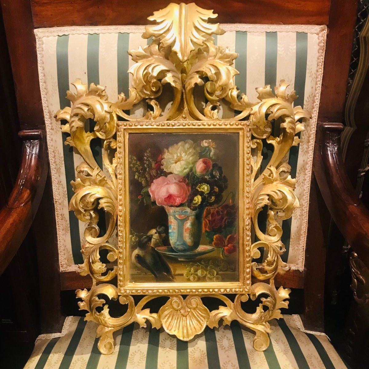 Ecole Italienne, Nature Morte, Huile Sur Panneau, Fin XIX ème 