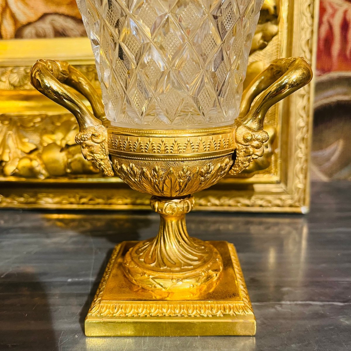 Vase En Cristal Et Bronze, XIX ème.-photo-3