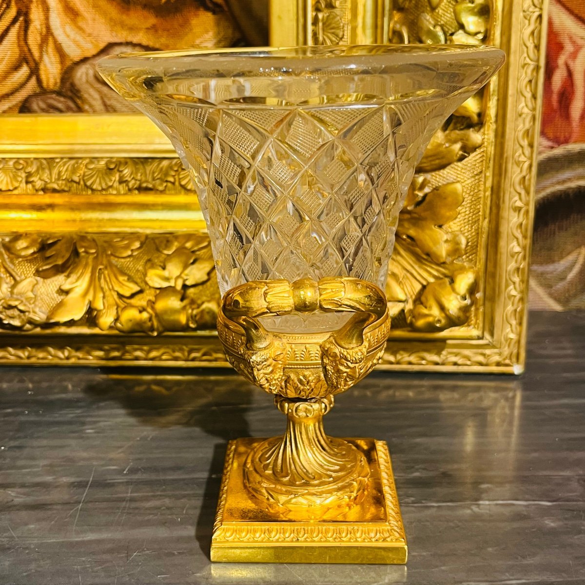 Vase En Cristal Et Bronze, XIX ème.-photo-2