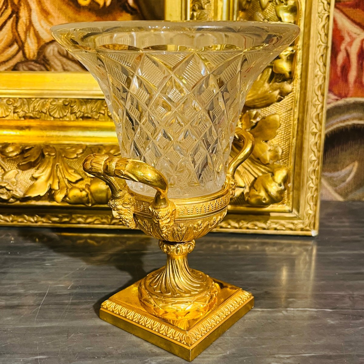 Vase En Cristal Et Bronze, XIX ème.-photo-3