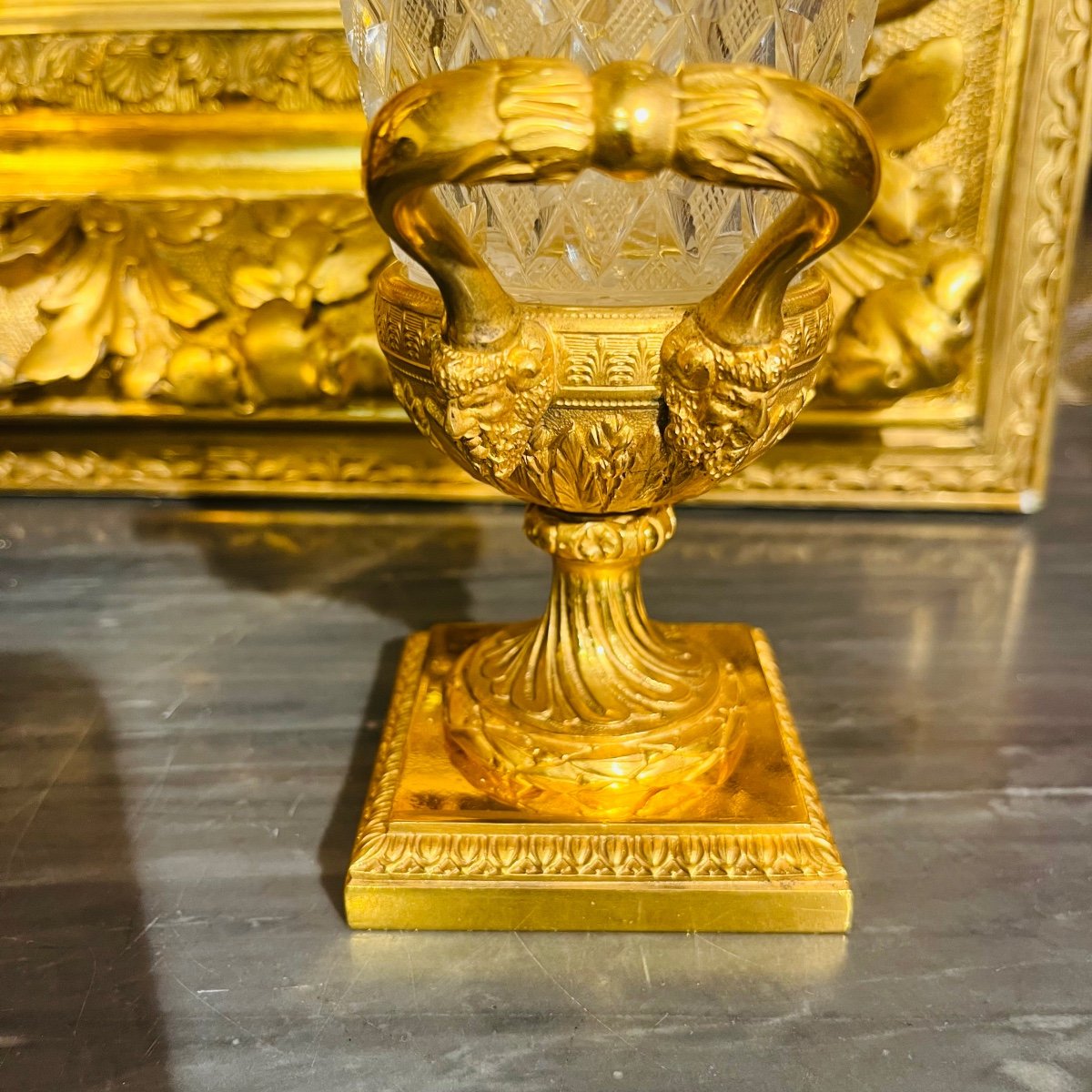 Vase En Cristal Et Bronze, XIX ème.-photo-5