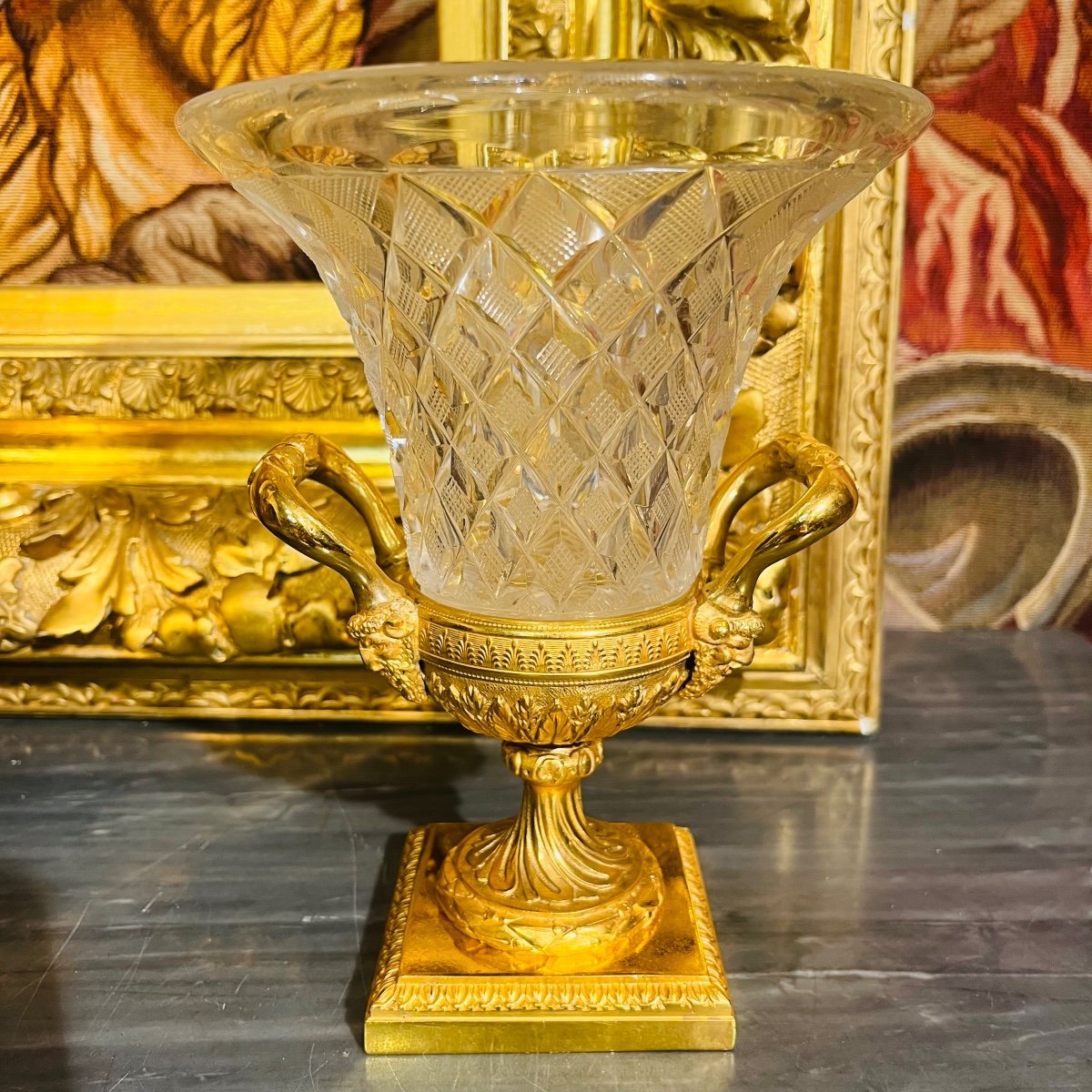 Vase En Cristal Et Bronze, XIX ème.