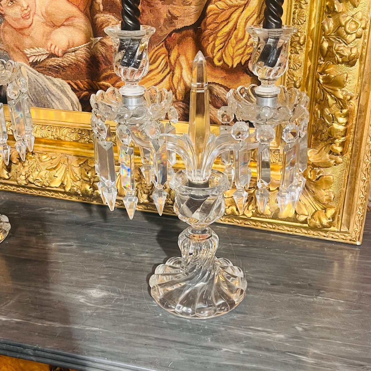 Paire De Chandelier En Cristal De Baccarat-photo-4