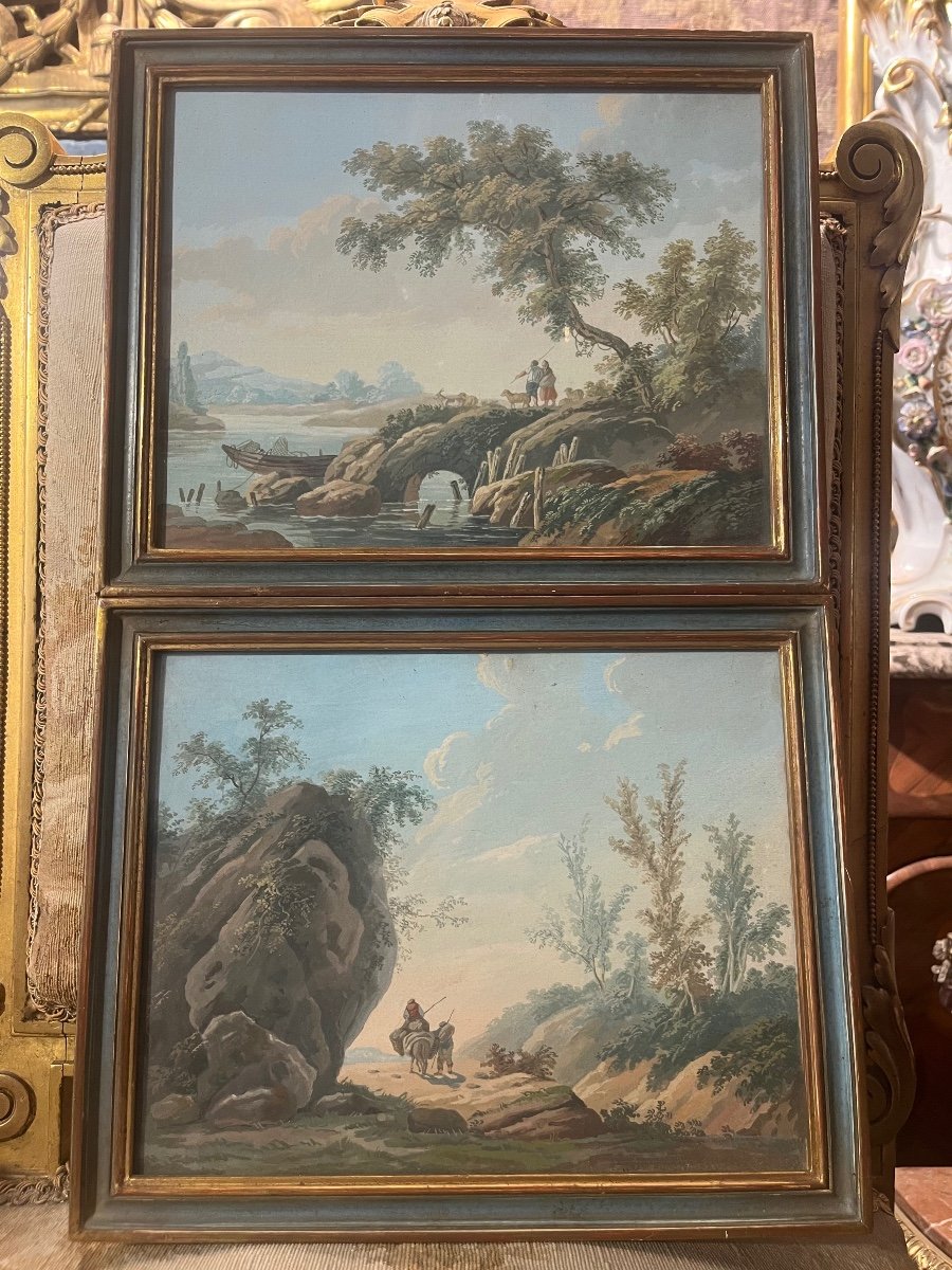 Pair Of Gouaches On Paper, 19th Century.