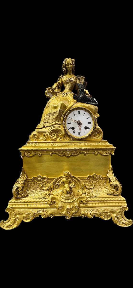 Pendule Romantique, Jeune élégante, époque Restauration.-photo-6