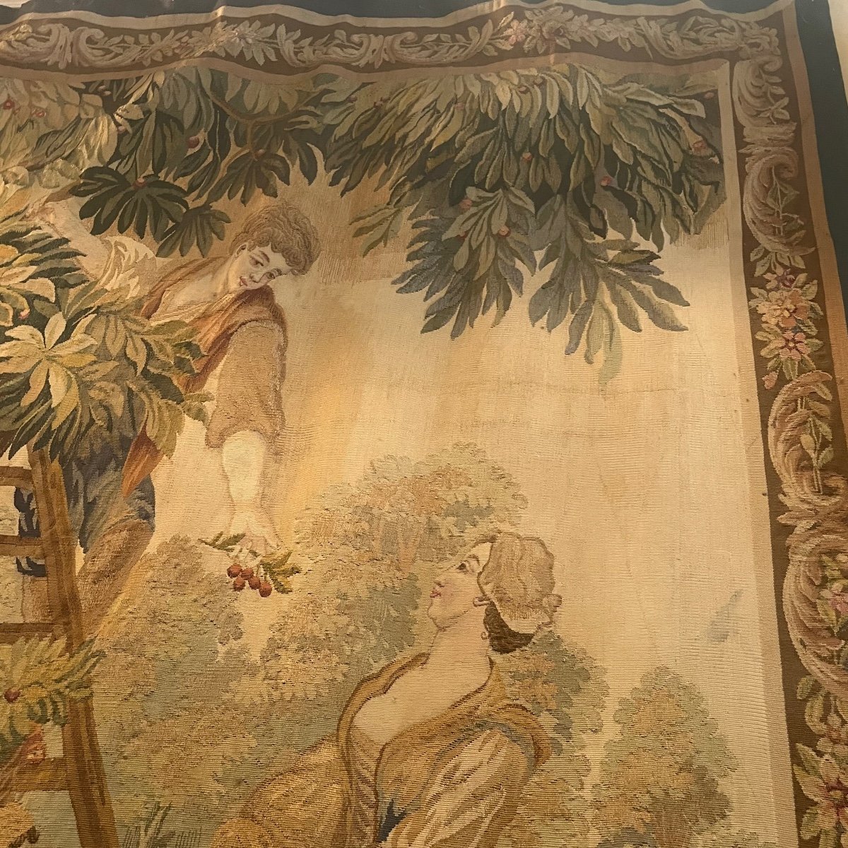 Aubusson Tapestry, Cherry Picking, 19th Century -photo-2