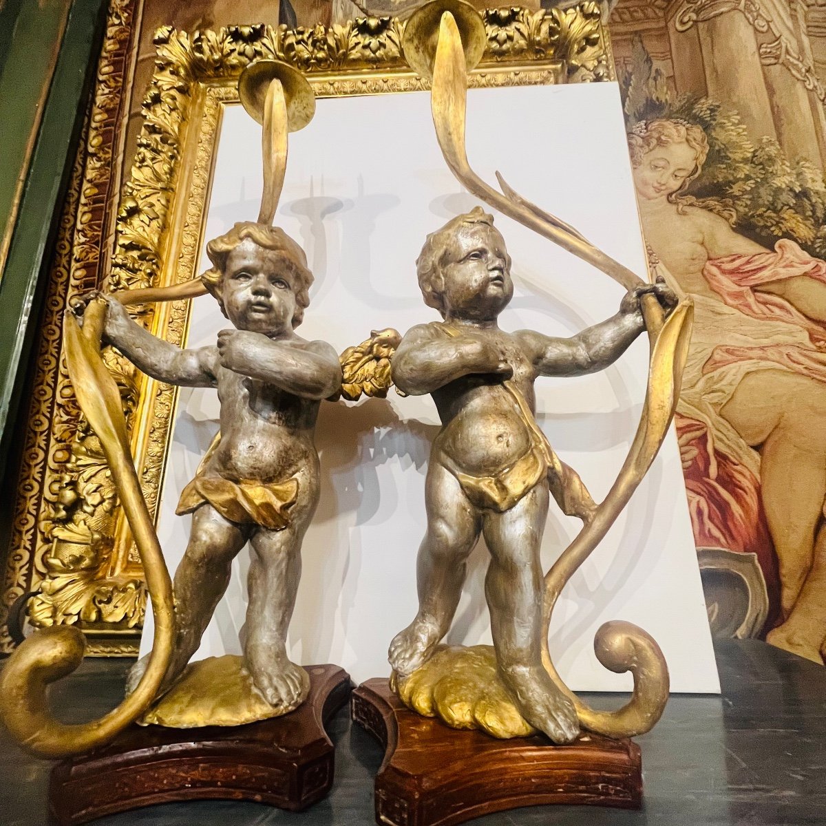 Pair Of Cherubs, 18th Century.-photo-6