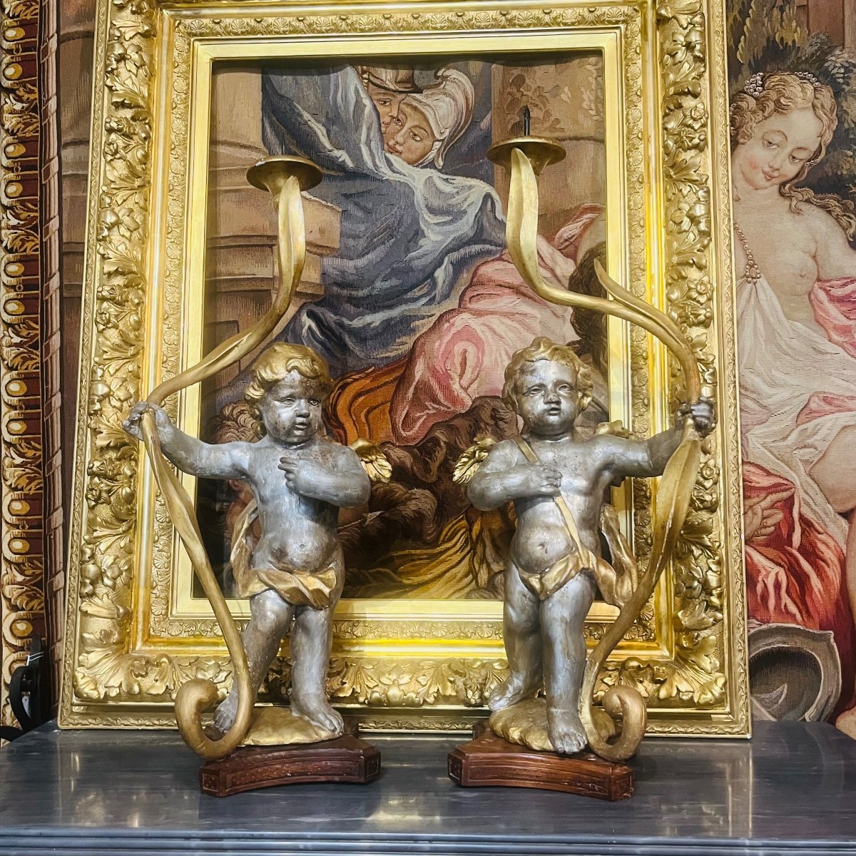 Pair Of Cherubs, 18th Century.