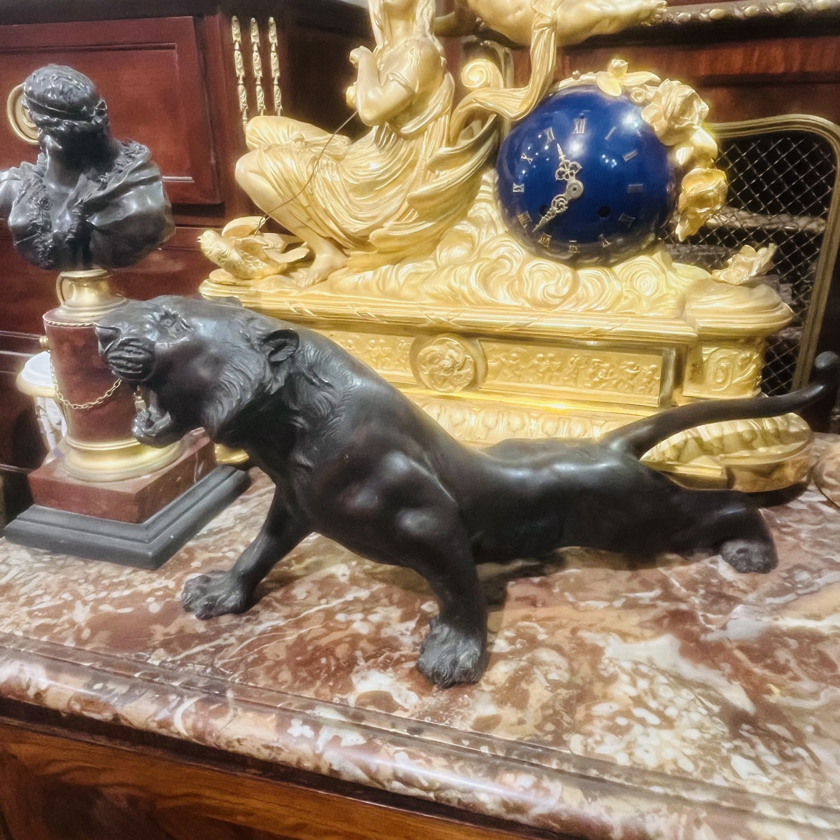 Okimo, Tigre En Bronze, Japon ère Meiji.-photo-3