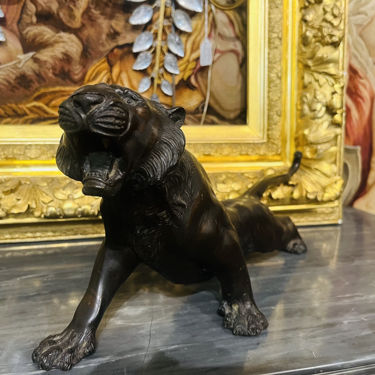 Okimo, Tigre En Bronze, Japon ère Meiji.