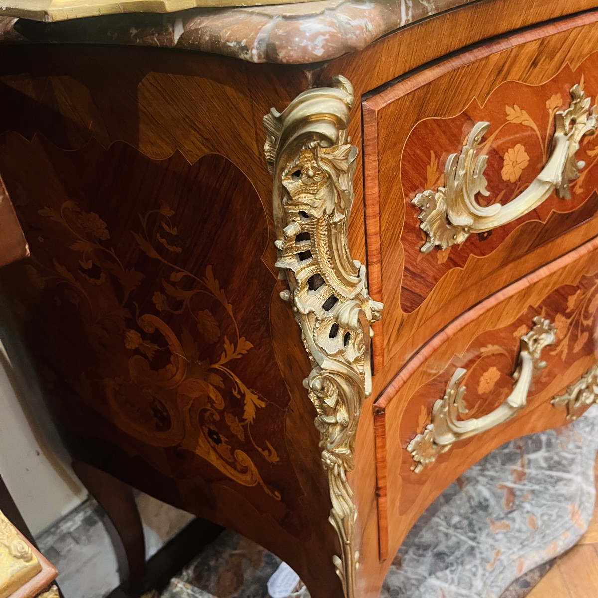 Marquetry Chest Of Drawers, Napoleon III Period-photo-1