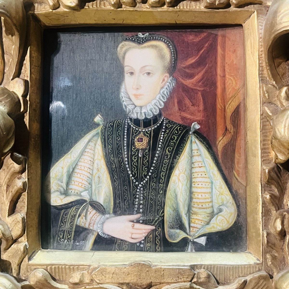 Ecole Flamande, portrait D’Anne d’Autriche XIX ème.-photo-2