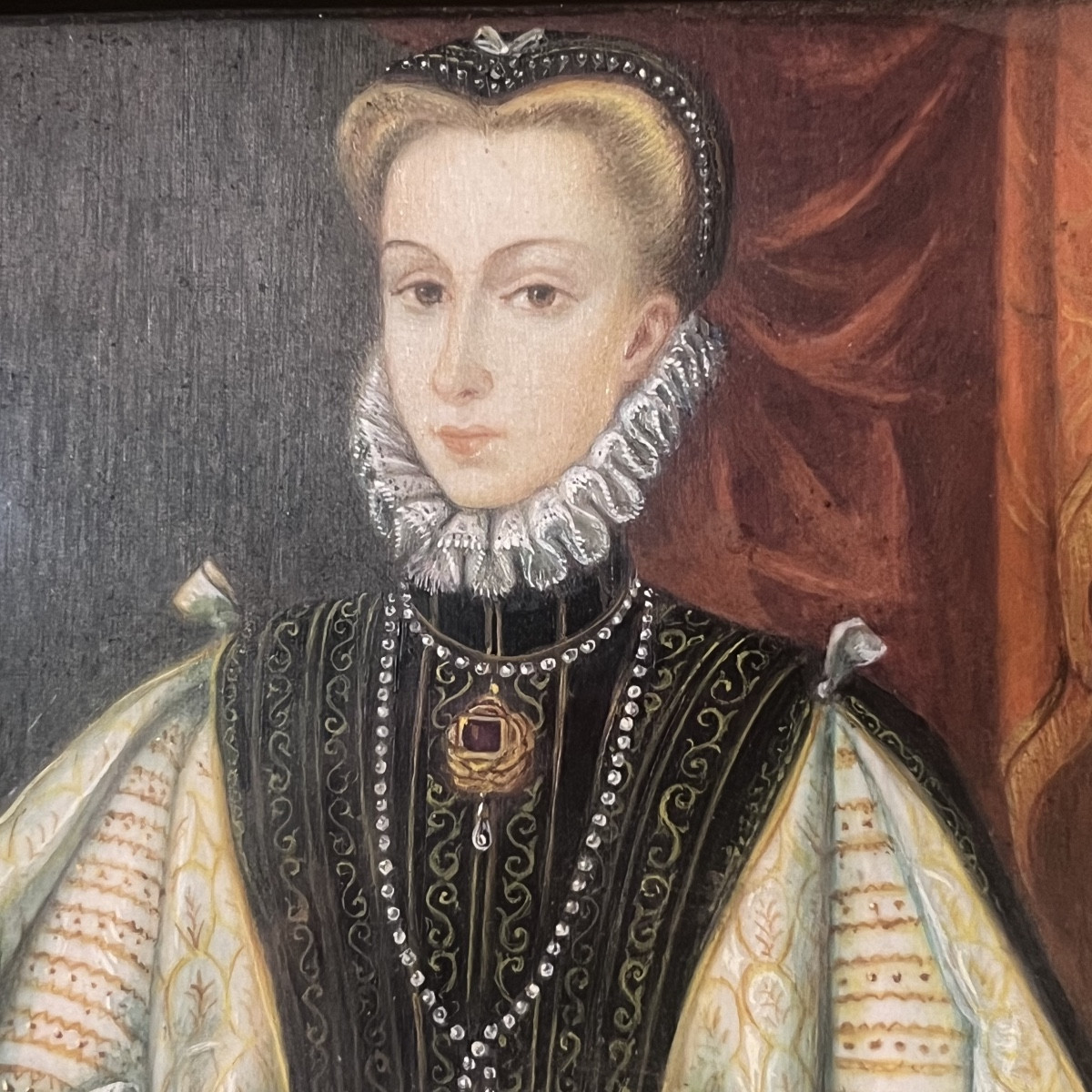 Ecole Flamande, portrait D’Anne d’Autriche XIX ème.-photo-4