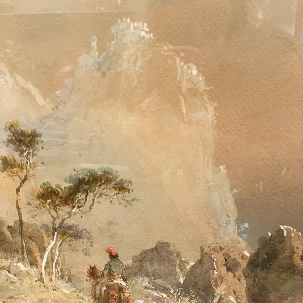 Emmanuel Costa, Aquarelle Muletier, XIXe.-photo-3