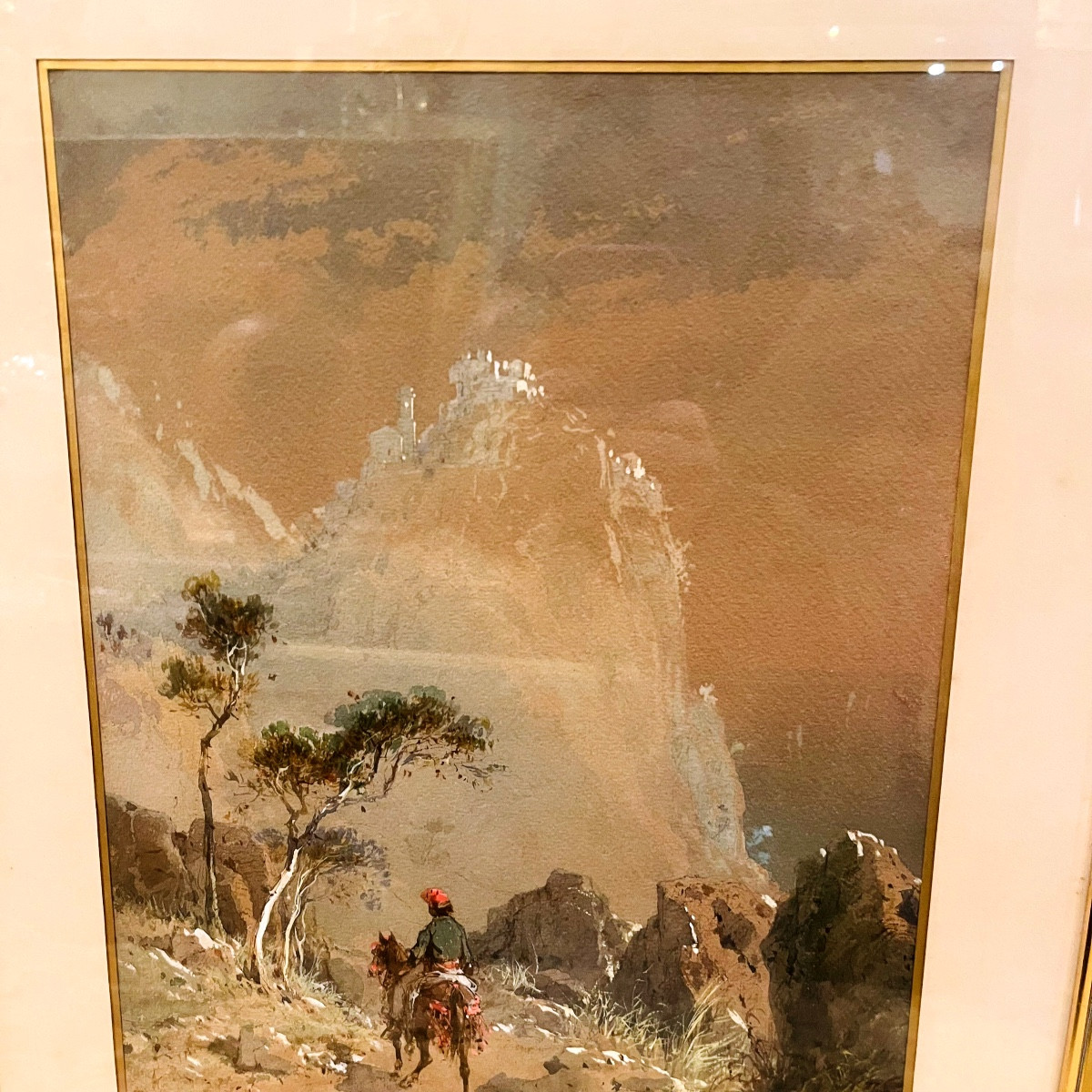 Emmanuel Costa, Aquarelle Muletier, XIXe.-photo-1