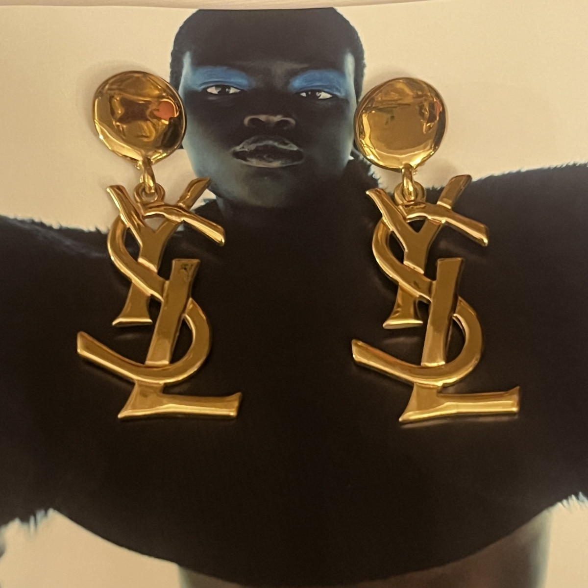 YSL, Yves SAINT LAURENT, boucles  d’oreilles.-photo-6