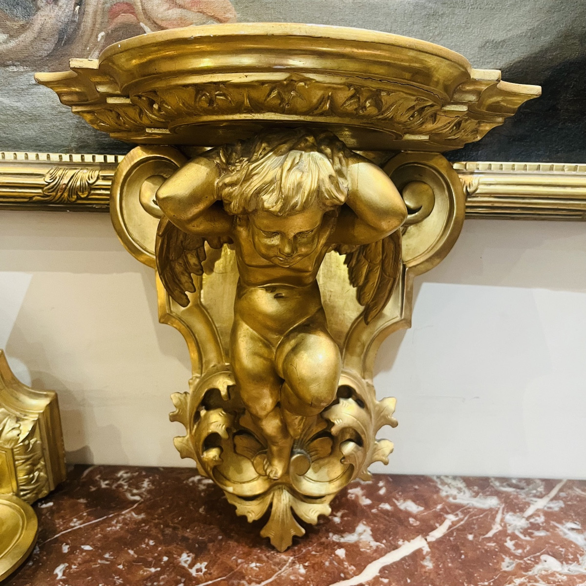 Paire de consoles d’appliques aux Angelots. -photo-2