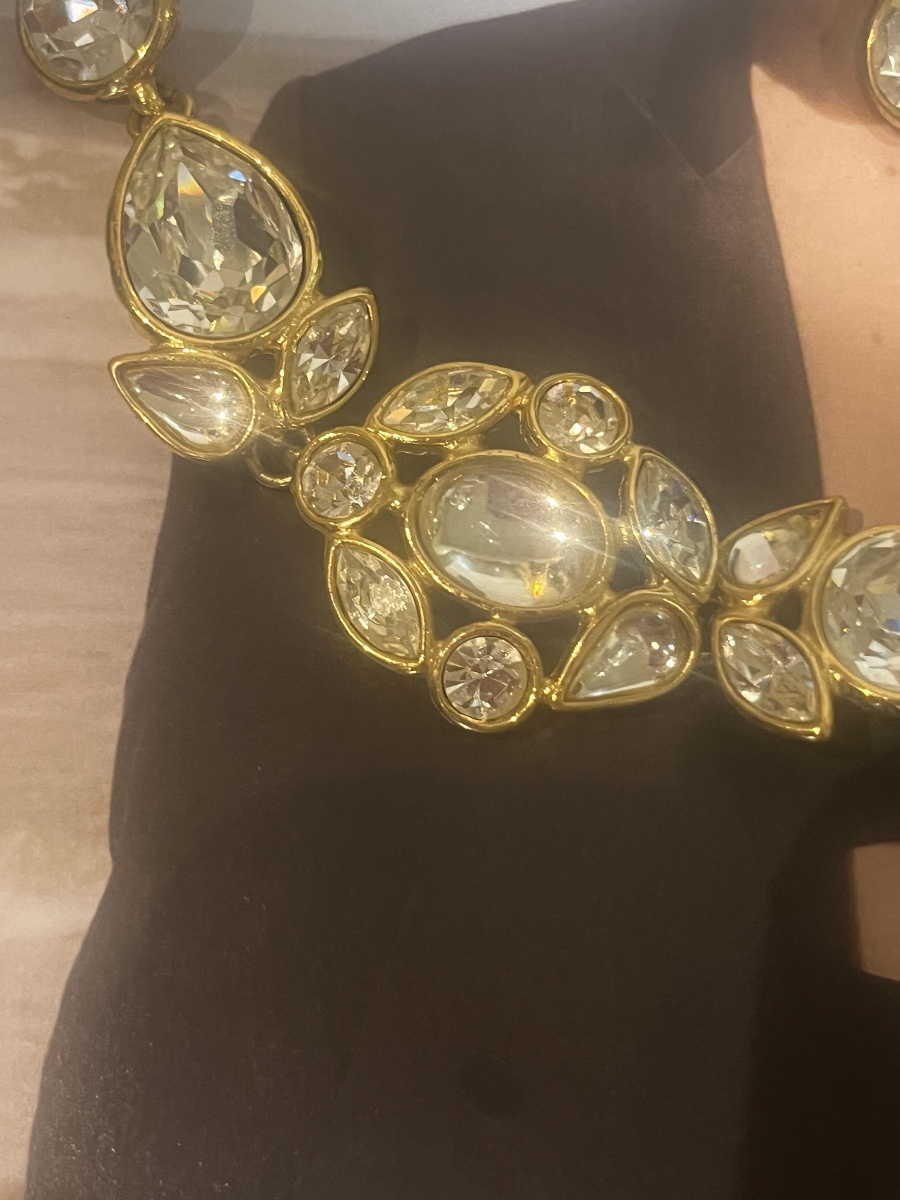 Yves Saint Laurent, Gold And Crystal Necklace, Circa 1980.-photo-3