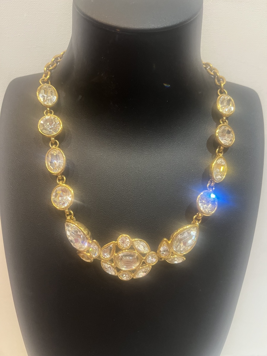 Yves Saint Laurent, Gold And Crystal Necklace, Circa 1980.
