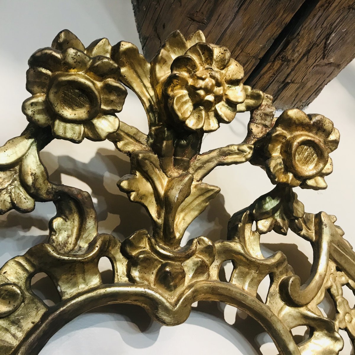 Miroir En Bois Sculpté Et Doré, Italie XVIIIe Siècle -photo-4