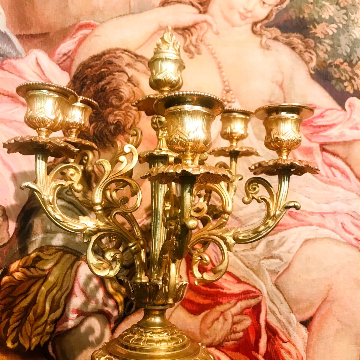 Garniture de Cheminée En Bronze et Porcelaine Bleu Dur Dans Le Goût De Sèvres-photo-8