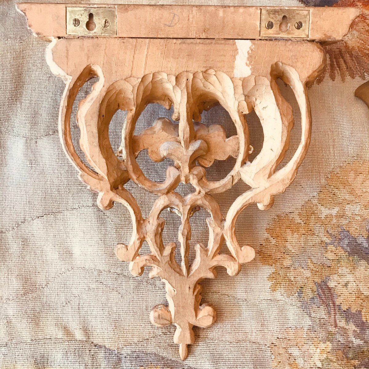 Paire De Petites Consoles En Bois Doré XIX ème-photo-1