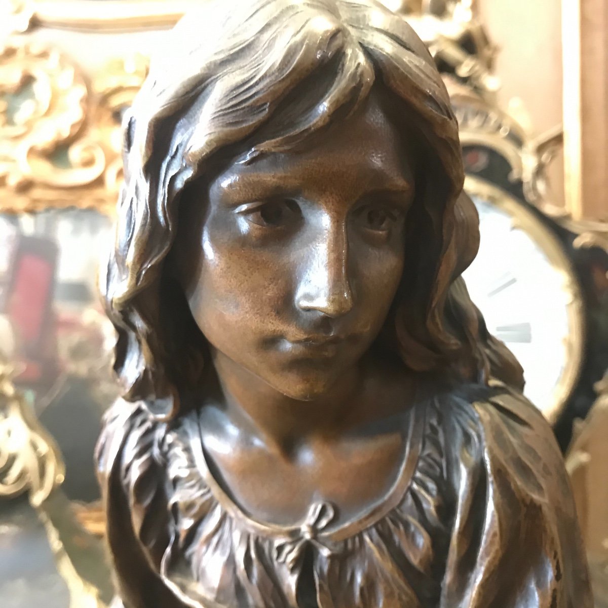 Bronze De Mengin, Jeune Femme à La Mendoline-photo-3