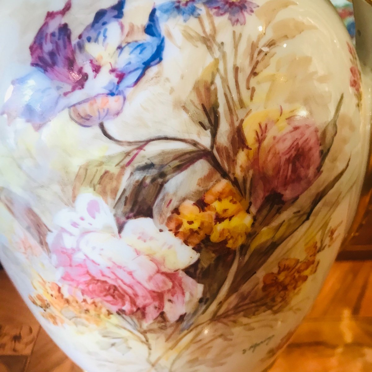 Paire De Vases Dit Médicis En Porcelaine De Limoges, Signés Marsac.-photo-4