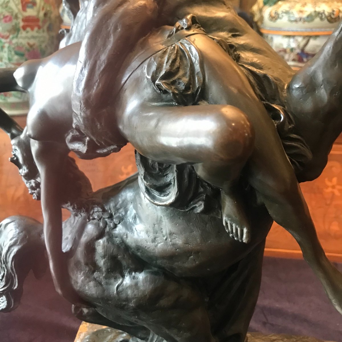 Bronze De C. Baibert (xix) l'Enlèvement De Déjanire Par Le Centaure Nessus.-photo-2