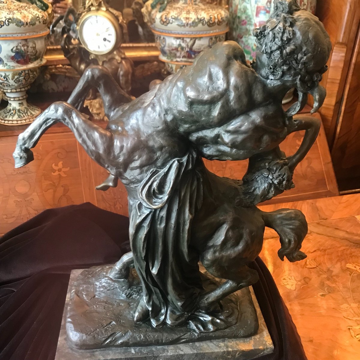 Bronze De C. Baibert (xix) l'Enlèvement De Déjanire Par Le Centaure Nessus.-photo-3