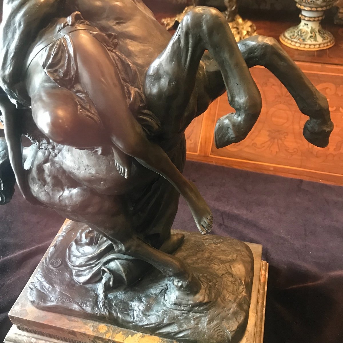 Bronze De C. Baibert (xix) l'Enlèvement De Déjanire Par Le Centaure Nessus.-photo-7