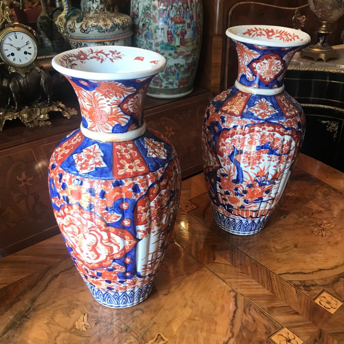 Paire De Vases En Porcelaine Imari. XIX ème-photo-2