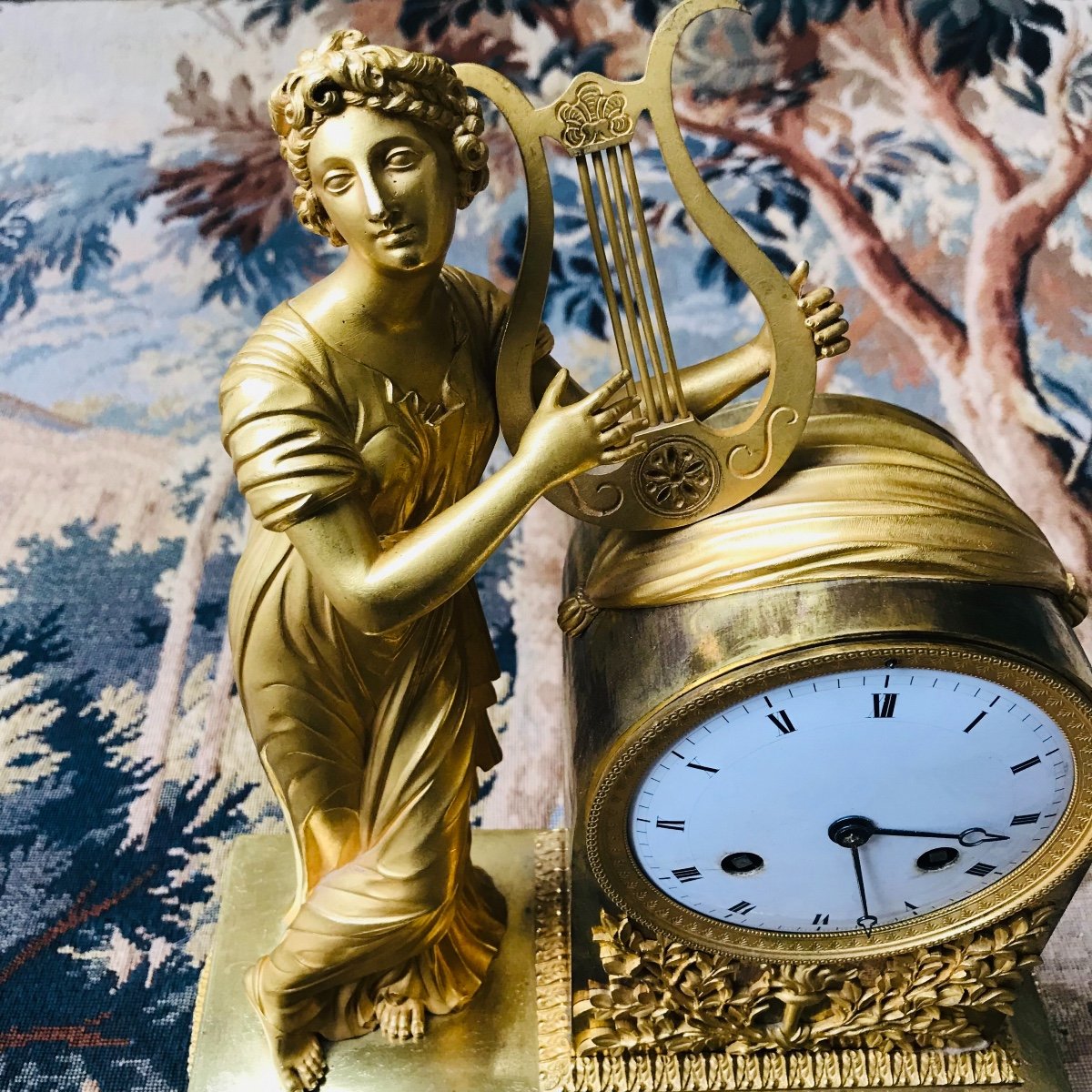 Pendule Empire Jeune Femme à La Lyre-photo-4