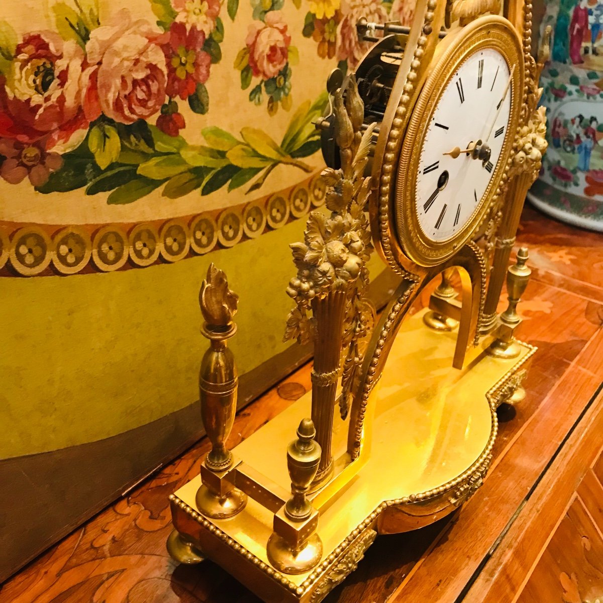 Pendule Squelette en bronze  directoire, d'époque XVIII ème siècle.-photo-3
