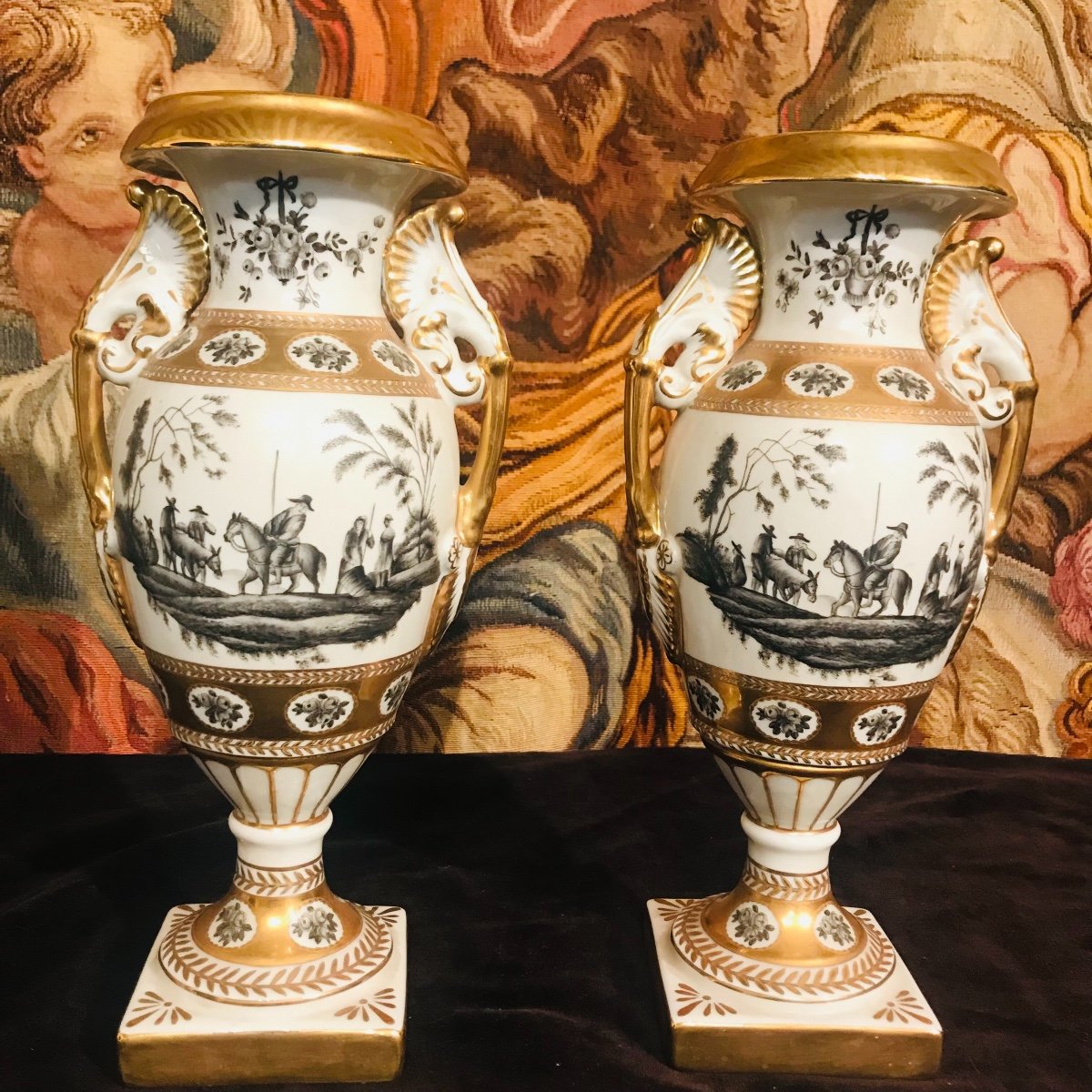 Paire De Vases Porcelaine Saxe XIX ème 