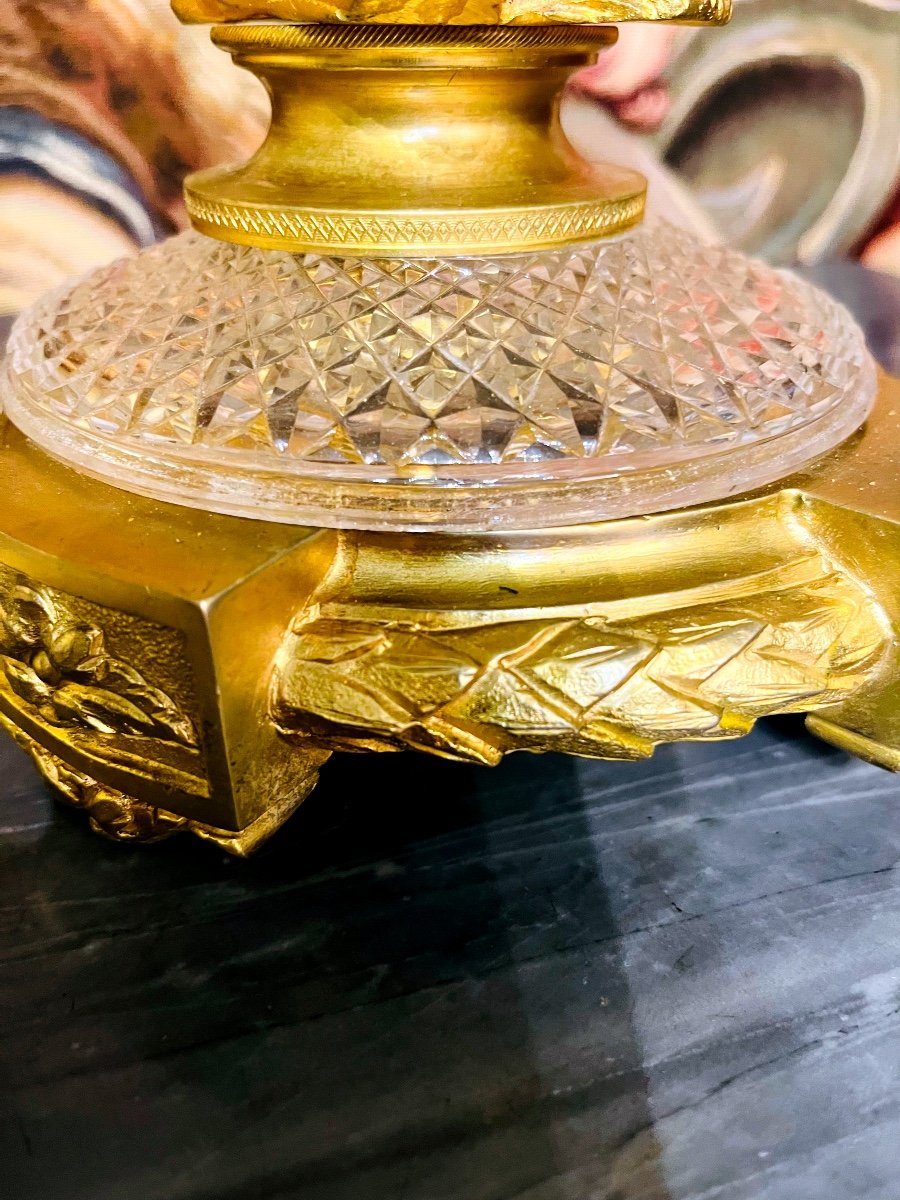 Lampe Au Dauphin En Bronze, XIX ème -photo-3