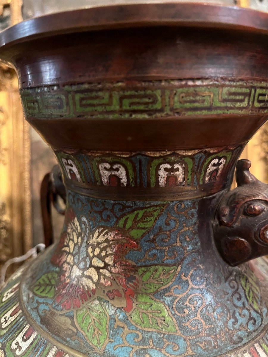 Chine, Paire De Vases Cloisonnés-photo-2