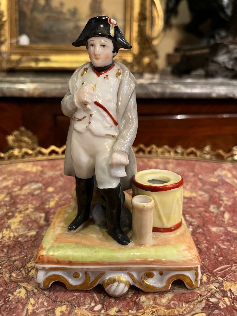 Encrier Napoléon En Porcelaine Vieux Paris