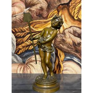 Auguste Moreau, Bronze Enfant Jardinier 