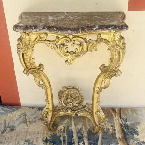 Console Louis XV en bois doré, XVIII ème siècle.