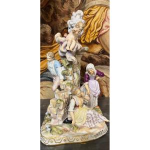 Meissen, Groupe En Porcelaine, XIX ème Siècle.