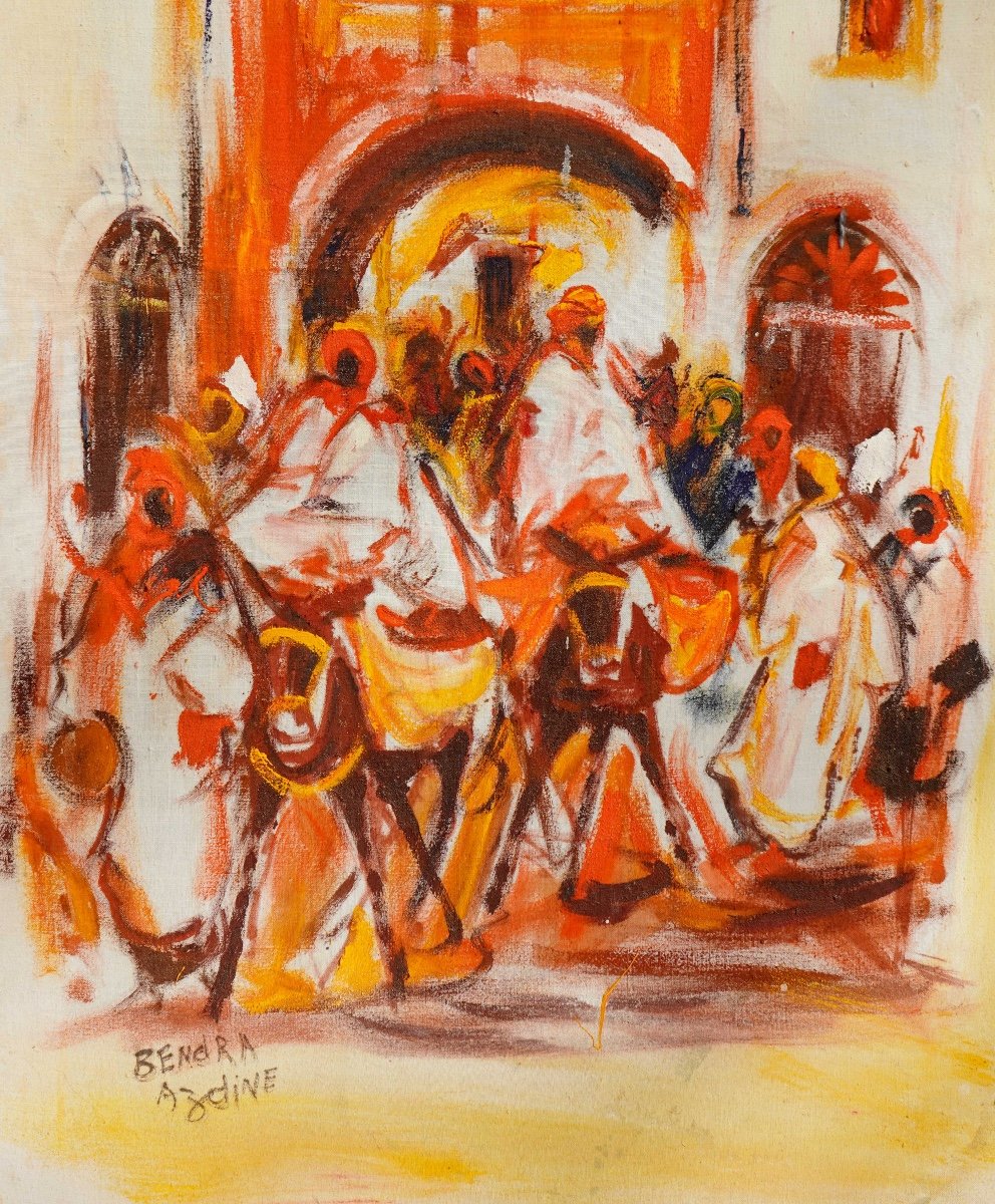 Acrylique Sur Toile Orientaliste Azedine Bendra « marrakech »-photo-2