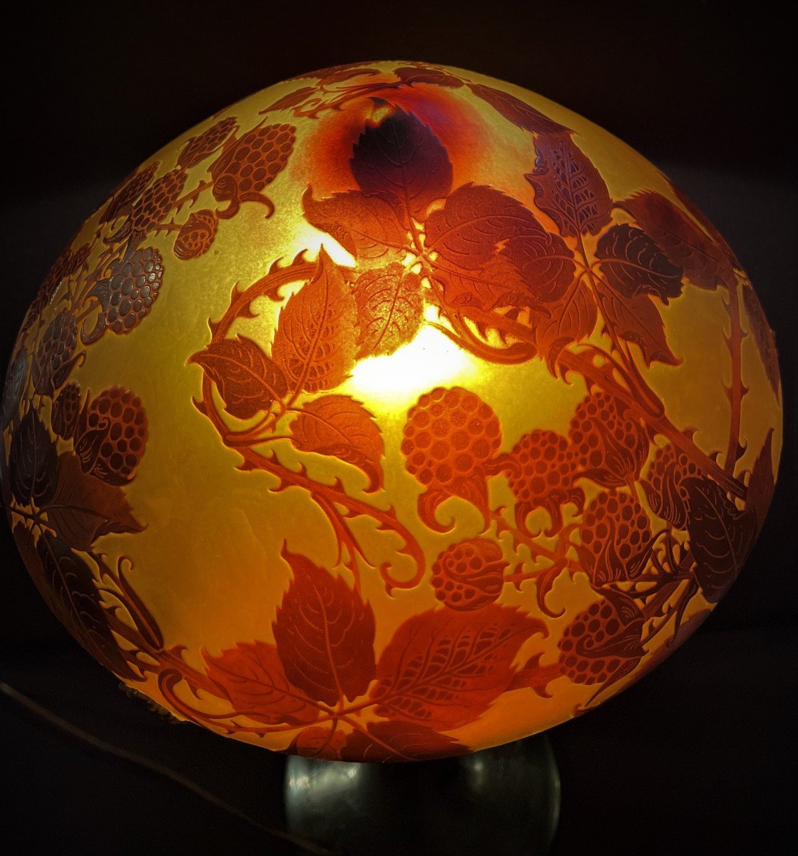 Lampe Champignon Art Nouveau signée d'Argental-photo-1