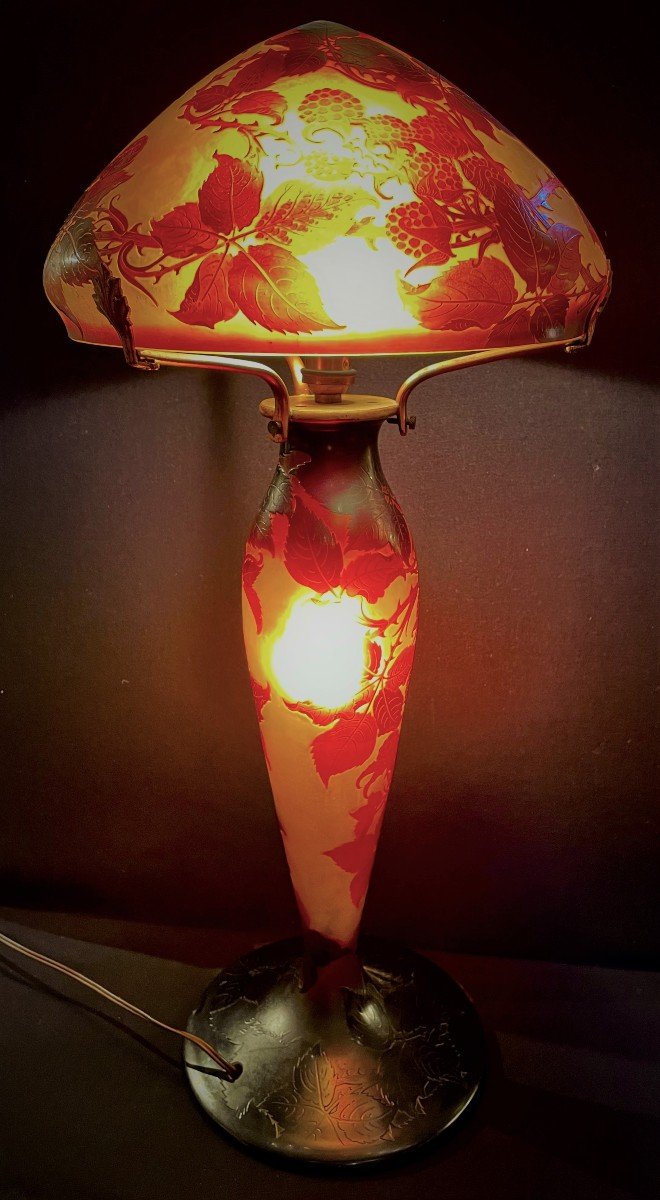 Lampe Champignon Art Nouveau signée d'Argental-photo-2