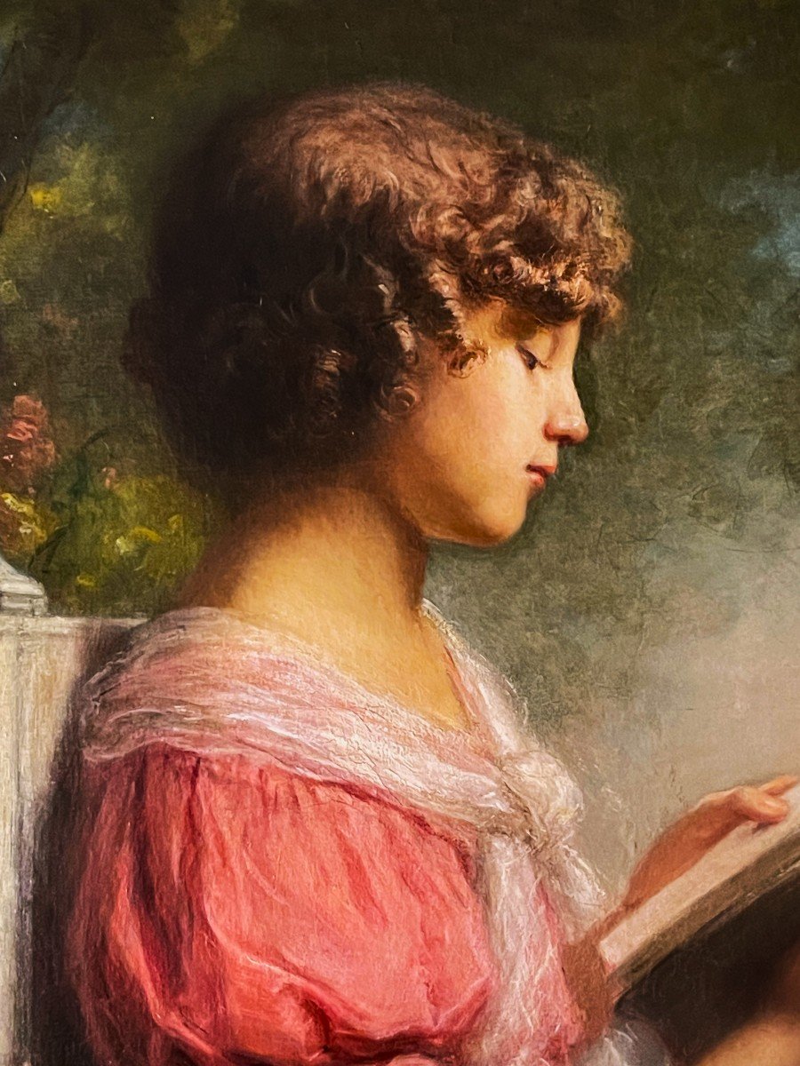 Oil On Canvas Signed Cabane (la Liseuse)-photo-3