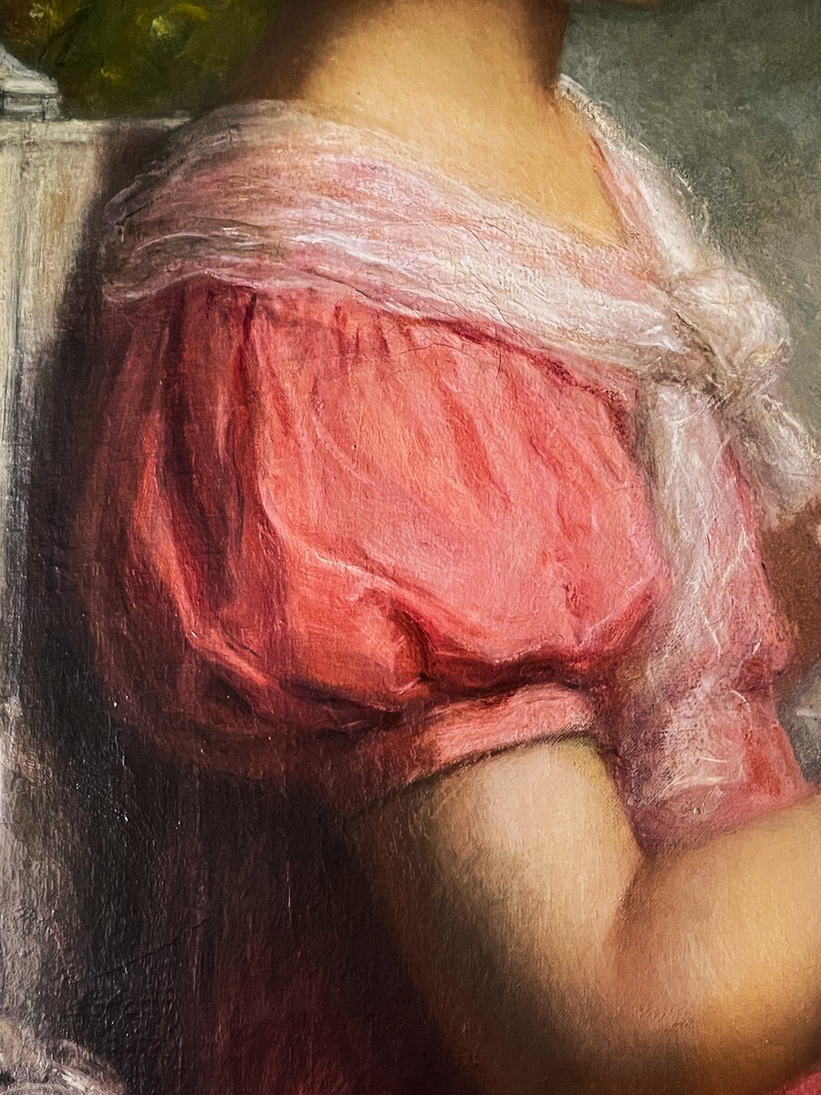 Oil On Canvas Signed Cabane (la Liseuse)-photo-2