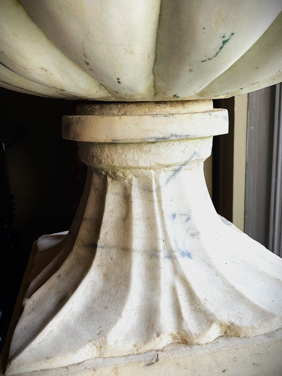 Paire De Vasques En Marbre De Carrare-photo-4