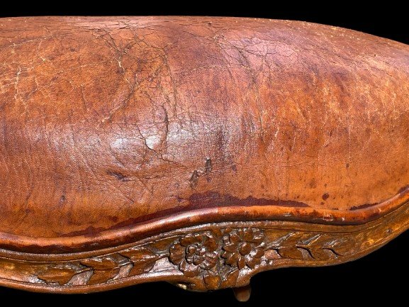 Fauteuil De Bureau Louis XV En Cuir-photo-2